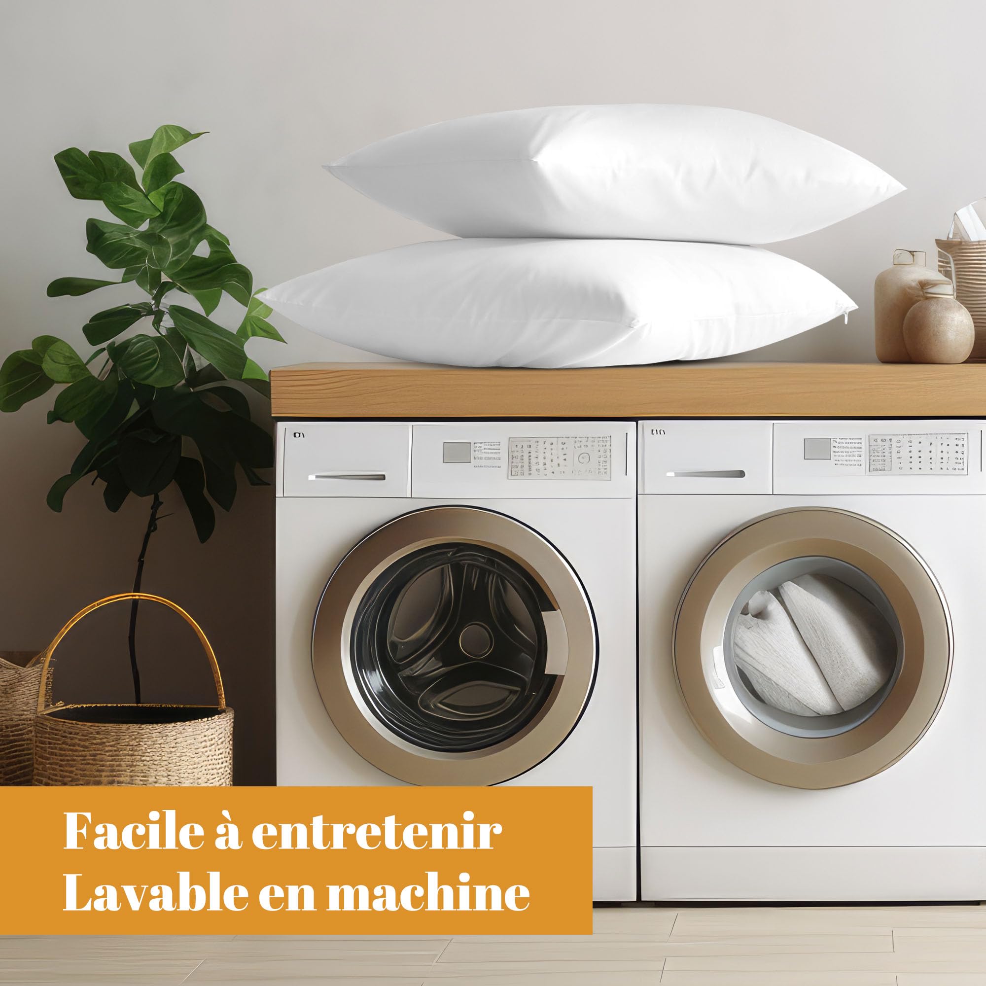 Sonive 100% Coton Housse de Coussin 65x65cmx2, Oeko Tex certifié Décoration pour Coussin Confortable Super Doux de Haute qualité, Blanc (Lot de 4)