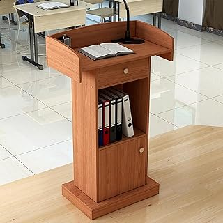 Genérico Atril portátil de Madera Maciza con Soporte para micrófono y cajón de Almacenamiento, Color Blanco, Ideal para Iglesias, Eventos, conferencias y presentaciones. Diseño Elegante y Duradero.