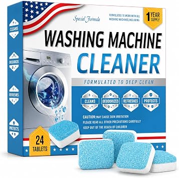 5X-Power Enzyme Washing Machine Cleaner Tablets, Fight Odor Refreshing Laundry, Deep Clean Residue, Grime Compatible with HE, Top & Front Load - 24 Pack