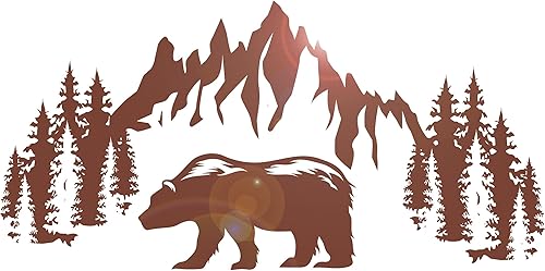 Vinilo decorativo para pared, diseño de oso, naturaleza, bosque, montañas, árboles, animales, para decoración de caravanas, mural (k189), color negro