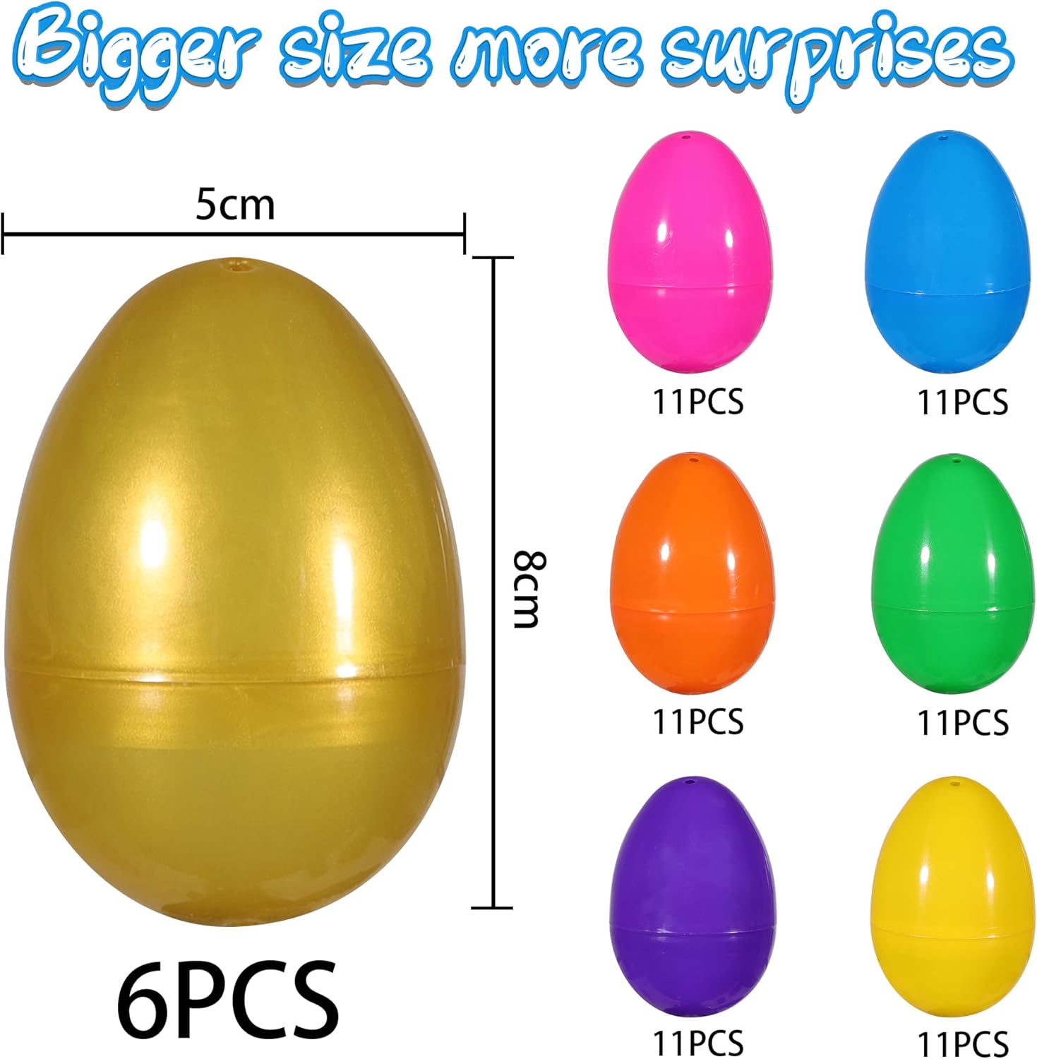 LessMo 72PCS 3.15" Easter Eggs Large Colorful Bright Plastic Easter Eggs Surprise Toys Blind Bags Assortment Empty Shells, Crafts Basket Stuffers for Party Hunt Games