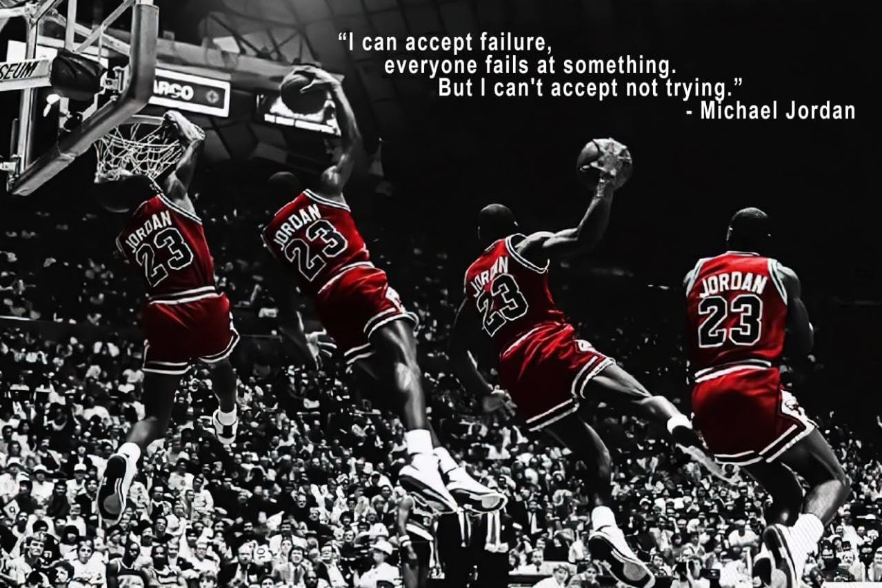 Large Sports Poster (24"x32"), Basketball Superstar Michael Jordan, Bedroom Gymnasium Wall Art Decor, Unframed Canvas Poster (Pattern - D)