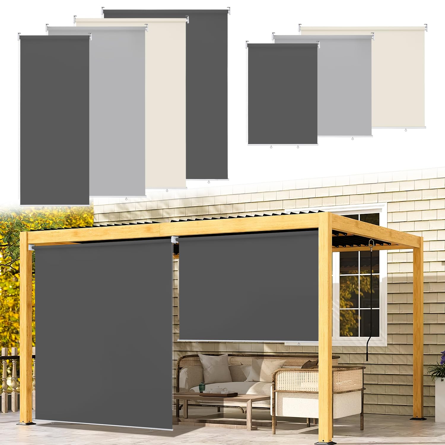 Amazon.de: Ikodm Senkrechtmarkise auen 180 x 140 cm, Balkon Markise,  Auenrollo markisen fur Balkon, Beschattung und Sichtschutz Balkonmarkisen,  Vertikalmarkise, Innenbeschattung, Dunkelgrau