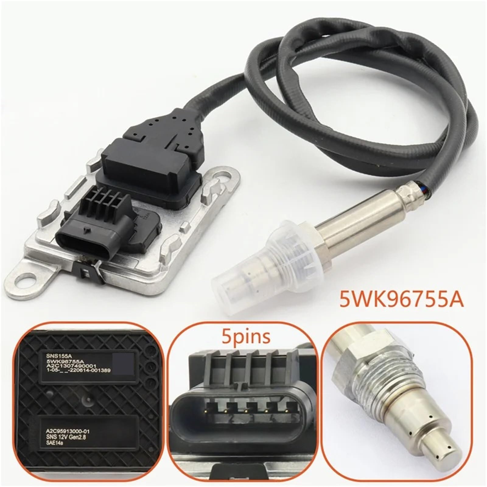 sonda NOx Czujnik tlenu azotowego do samochodu 5WK96755A A2C95912900-01, pasujący do silnika Kubota Fendt 12 V, pasujący do czujnika Nox Bobcat A2C81234200 sensor NOx