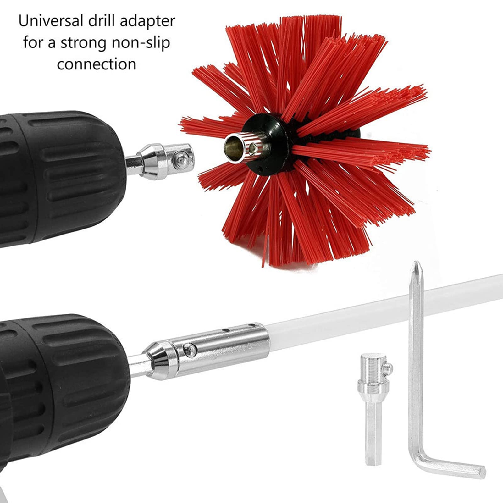8FT Spazzole per la pulizia del camino Kit di pulizia dello sfiato dell'asciugatrice con asta flessibile Strumenti per la pulizia dello sfiato a secco Pulitore per camino Canna fumaria Stufa a pelle