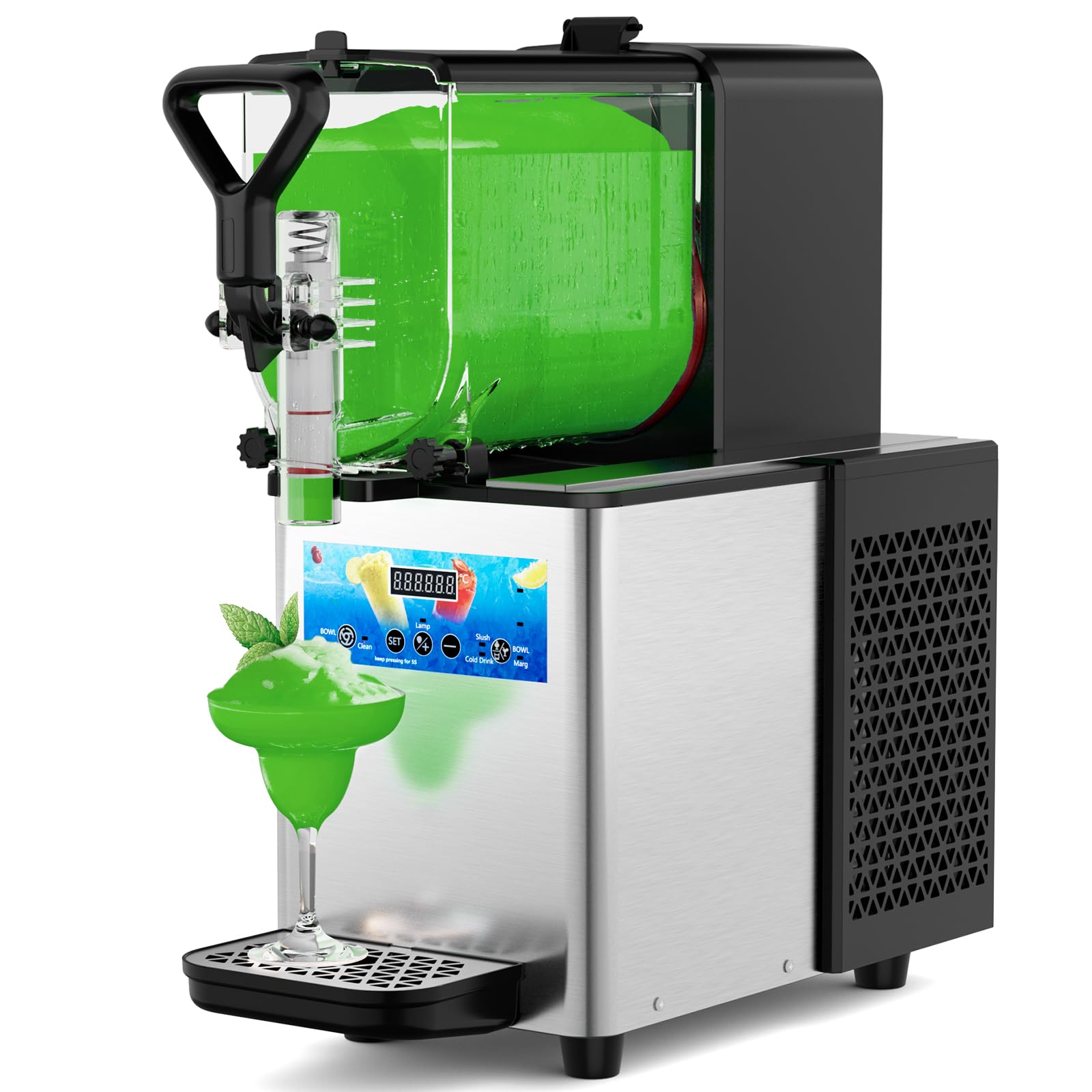 Margarita Machine, Professional Slushy Machine with LED Light, No Ice Needed, 4L 110V Slushie Maker with Auto Clean, Margarita Slush Slushy Machine