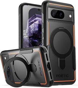 Poetic Neon MagPro Case Compatible with Pixel 8 5G 6.2 inch,[Compatible with MagSafe] Dual Layer Heavy Duty Tough Rugged Shockprotective New Cover, Magnetic Ring Stand, Black