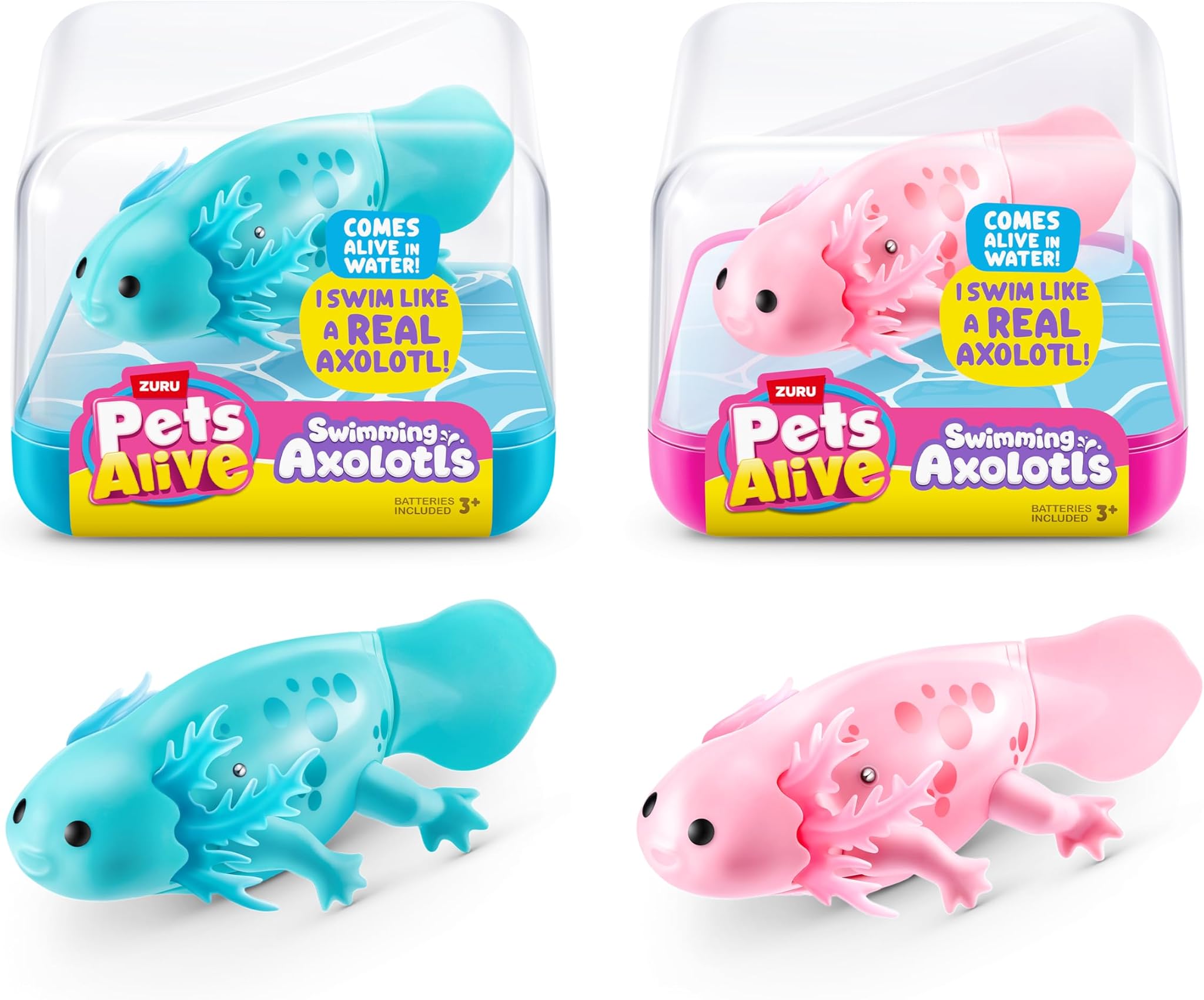 Pets Alive Robo Axolotl Swimming Electronic Pet Toy 2 Pack | Desertcart