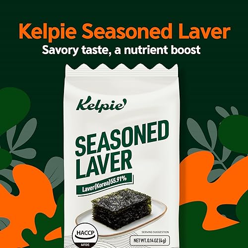 Miniatura 2 de Kelpie - Bocadillo prémium de algas sazonadas Laver, bocadillos coreanos premium, sabor natural del mar, 16 paquetes