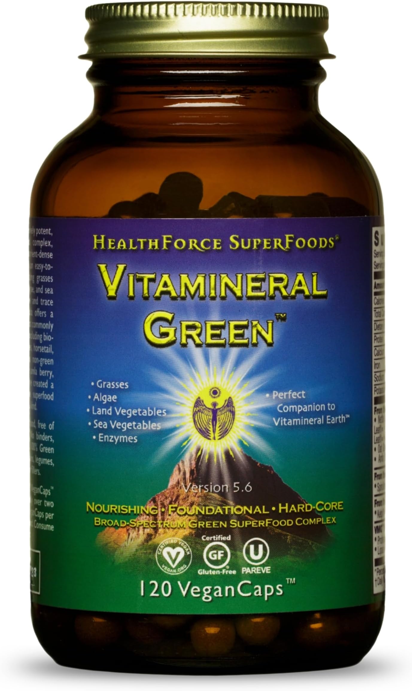 Vitamineral Green - Mineral Supplement for Immune & Thyroid Support - Green Powder Supplement with Ingredients from The Land - Gluten-Free & Vegan - 120 Capsules