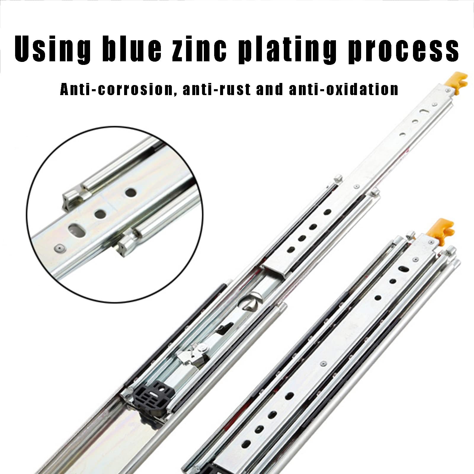 Guide per carichi pesanti con serratura, cuscinetti a sfera pieni, zincate, guide per cassetti montate lateralmente, camper 51 mm/53 mm/76 mm di larghezza, veicolo retrofit, coppia di guide industrial