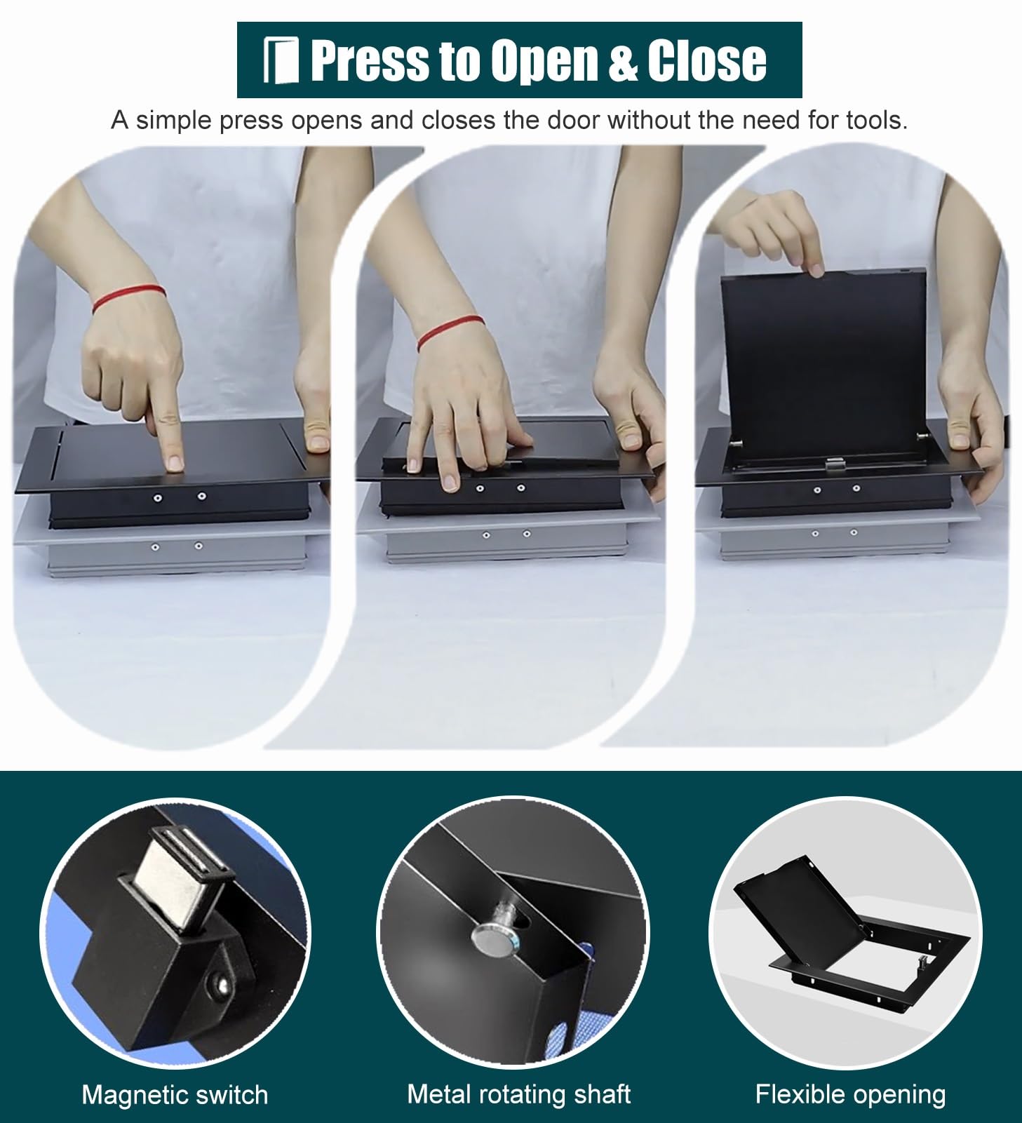 Panel de acceso magnético para paneles de yeso de 48 x 55 cm, cubierta de pared de montaje empotrado, puerta de inspección pequeña para fontanería, baño, ático, accesorio gris