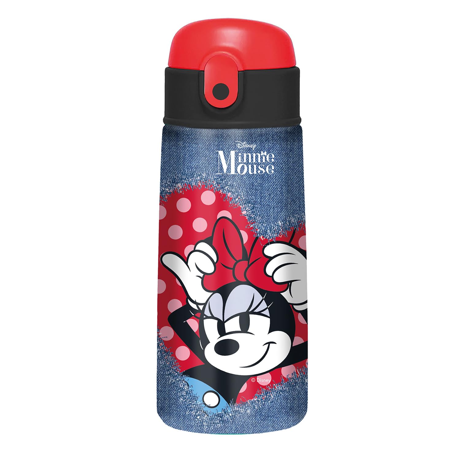 Seven Minnie Thermosflasche, Jeansblau, Temperatur bis 24 Stunden, Trinkflasche für Kindergarten, Grundschule und Freizeit, Mädchen, Denimblau, Modern