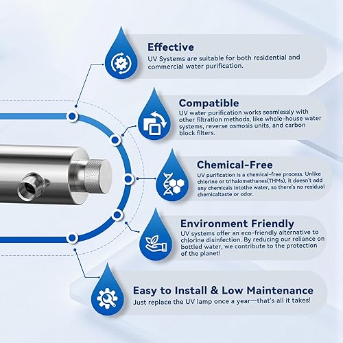 Miniatura 8 de Filtro de agua UV para toda la casa, sistema de filtro purificador de agua de 55 W 120 V para purificación de agua de toda la casa, 12 GPM, entrada