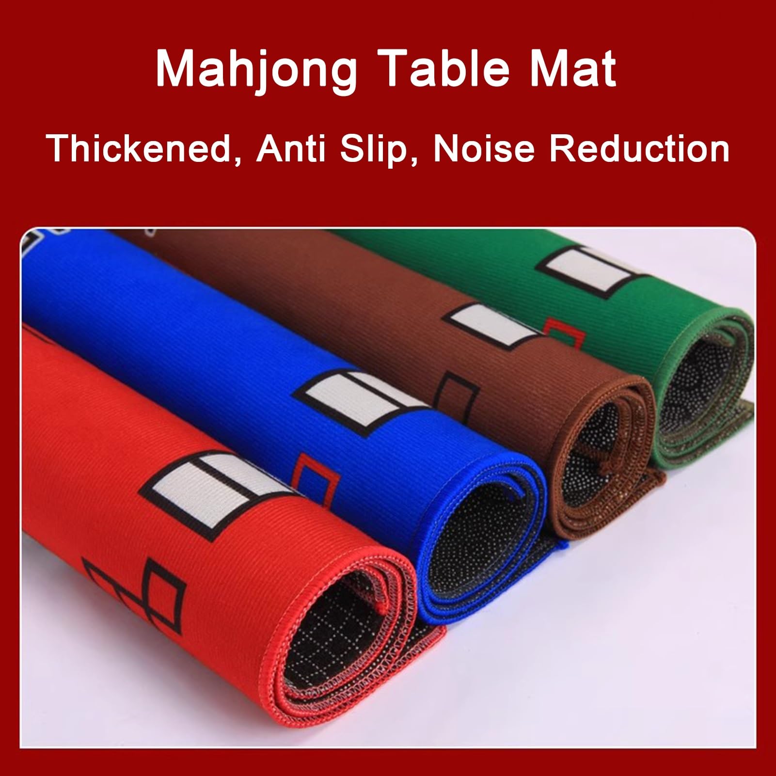 Tapis de Poker, Tapis de Table Majiang, Tapis mah-Jong carré Rouge for(60 * 60cm (23.62 * 23.62 in))
