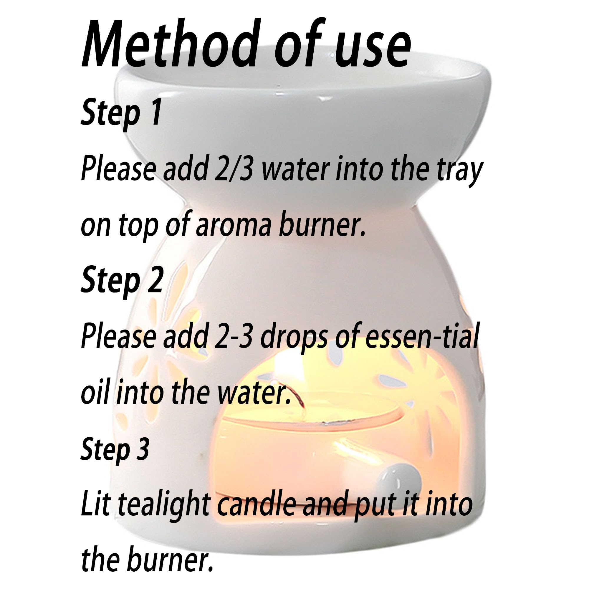 Quemador Aceites Esenciales con Cuchara de Velas, Lámpara Perfumada de Noche, Horno de Aceite de Esencia de Cerámica para Dormitorio, Sala de Estar, Oficina, Hotel