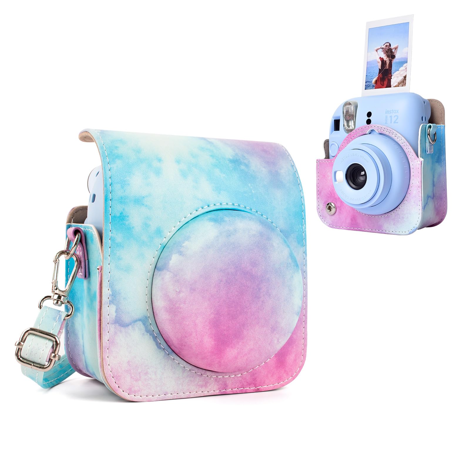 MUZIRI KINOKOO Case for Fujifilm Fuji Instax Mini 12/Fuji Mini 12 Instant Camera - PU Leather Protective Case Cover Bag with Adjustable Shoulder Strap