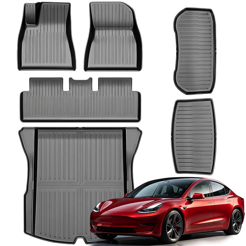 Tapetes automotivos sob medida em TPE para Tesla Model 3 2024–2026 Highland, kit com 6 peças