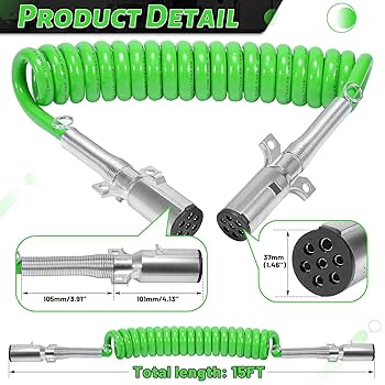 Amazon | ZIQUN 7ウェイ ABS電源コイル 15フィート ABSコード