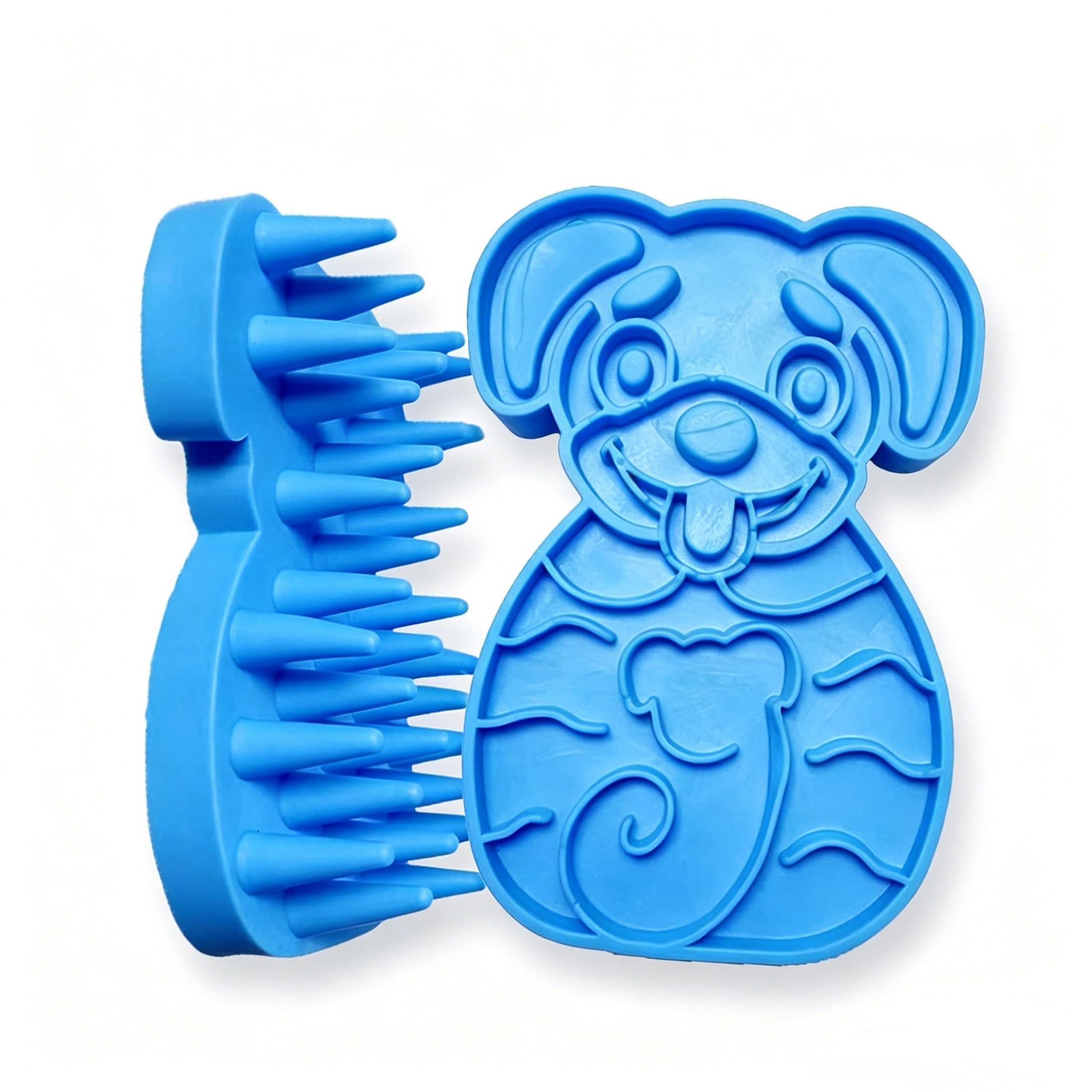 Pet Bath & Massage Brush,Pet Grooming Brush,Soft Rubber Scrubber for Brushing,Massaging,Bathing,Shampooing and Reducing Hairballs (Blue, Style 3)