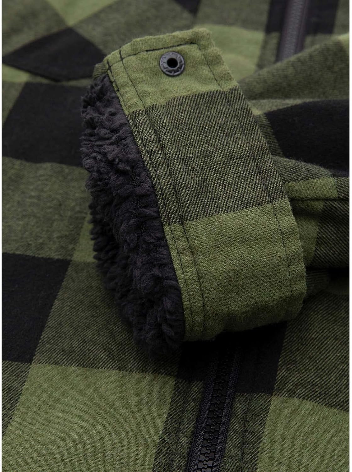 ZENTHACE Mens Sherpa Lined Flannel Shirt Jacket with Hood,Plaid Shirt-Jac,all Sherpa Lining - Image 6