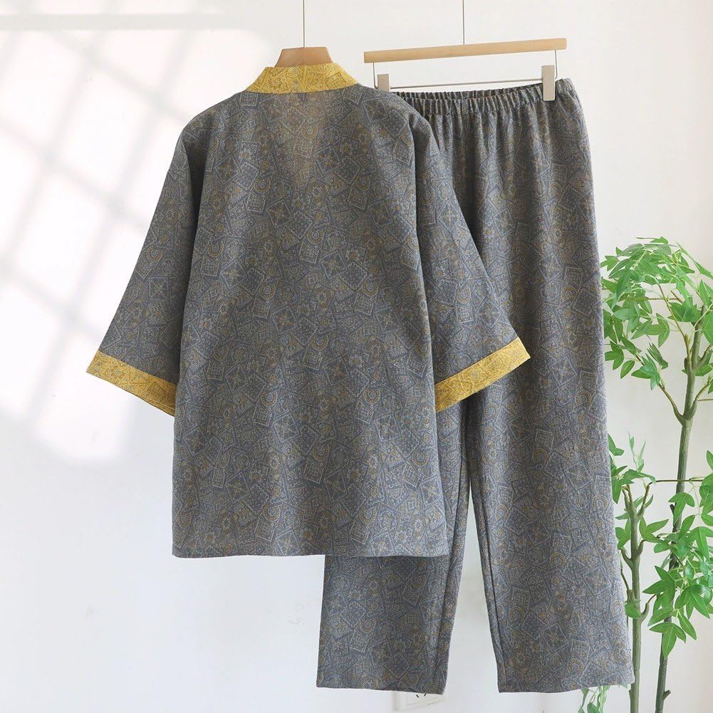Pigiama Kimono E Uomo, in Morbido Cotone, Casa, Casual, Leggero, Bagno, Stile Giapponese, Ampio, Casa