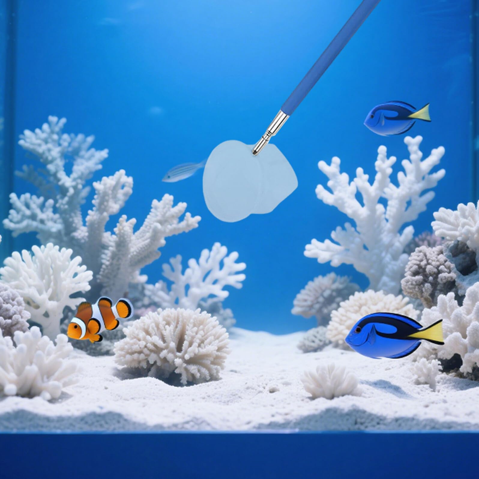 Mipcase Red Telescópica para Acuarios 4 Piezas Red Extensible de Acero Inoxidable para Peces Pequeños y Camarones Malla Cuadrada y Redonda Negra y Azul Adecuado para Limpieza y