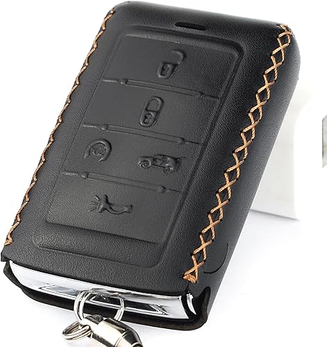 Miniatura 4 de Cadtealir Funda para llavero de cuero italiano genuino compatible con llavero Jeep Grand Cherokee Wagoneer