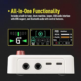 SONICAKE Pocket Master Portable Multi Effect Pedals 100+ Built-in Guitar/Bass/Acoustics with Amp Modeling, IR Cabinet Simulation, Stereo OTG USB Audio Interface, Rechargeable (White)