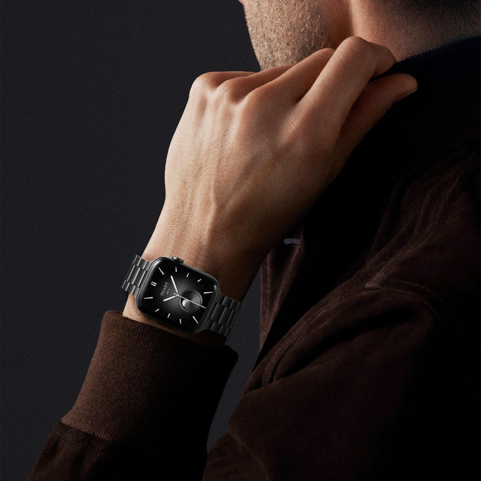SUNFWR Compatible avec les bracelets de montre Apple Watch 49 mm, 45 mm, 44 mm, 42 mm, 41 mm, 40 mm, 38 mm pour homme et femme, bracelet iWatch en acier inoxydable avec étui pour Apple Watch Series