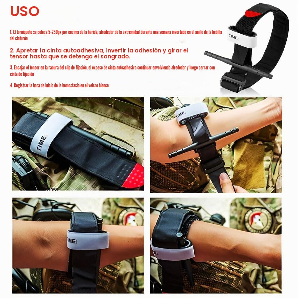 Lotvic Torniquete táctico de emergencia, 4 unidades de torniquete táctico negro para camping, senderismo, lucha, montañismo, deportes al aire libre (negro)