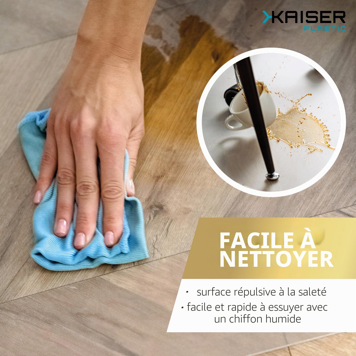 KAISER PLASTIC® Tapis de Protection de Sol | Made-in-Germany | pour sols durs | 90 x 120 cm | en Pet