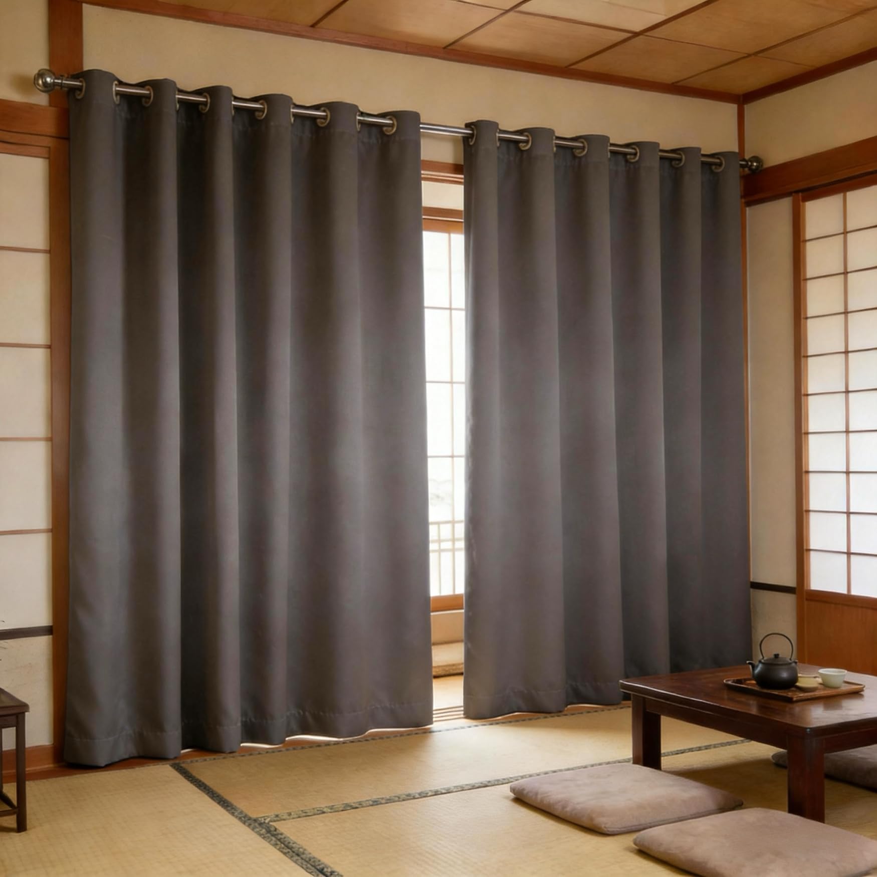 Rideau occultant pour dressing et salon isolant thermique gris moderne 175x110 cm