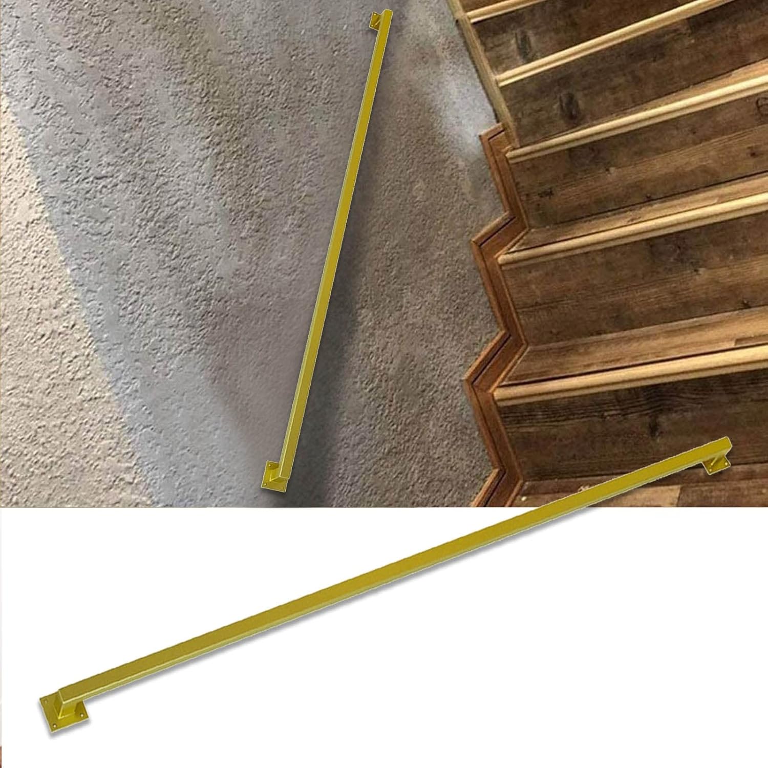 Stairs Handrail Gold Metal Stairs Banister Handrail for Home Bathroom