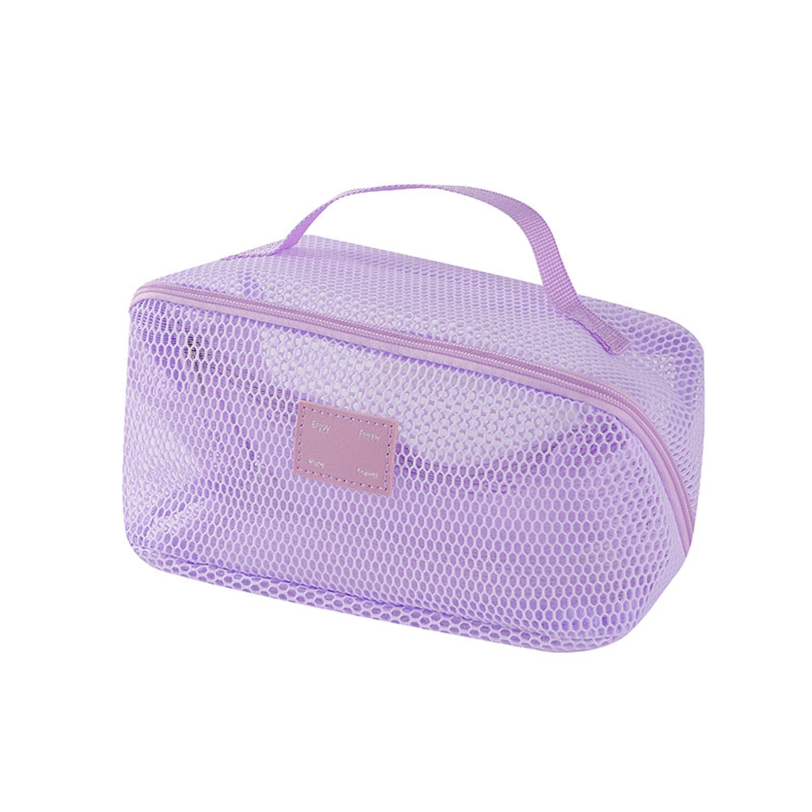 Lerpwige Transparent Mesh Toiletry Bag Multi-Compartment Cosmetic Storage for Skincare Travel Use Premium Mesh Cosmetic Organiser