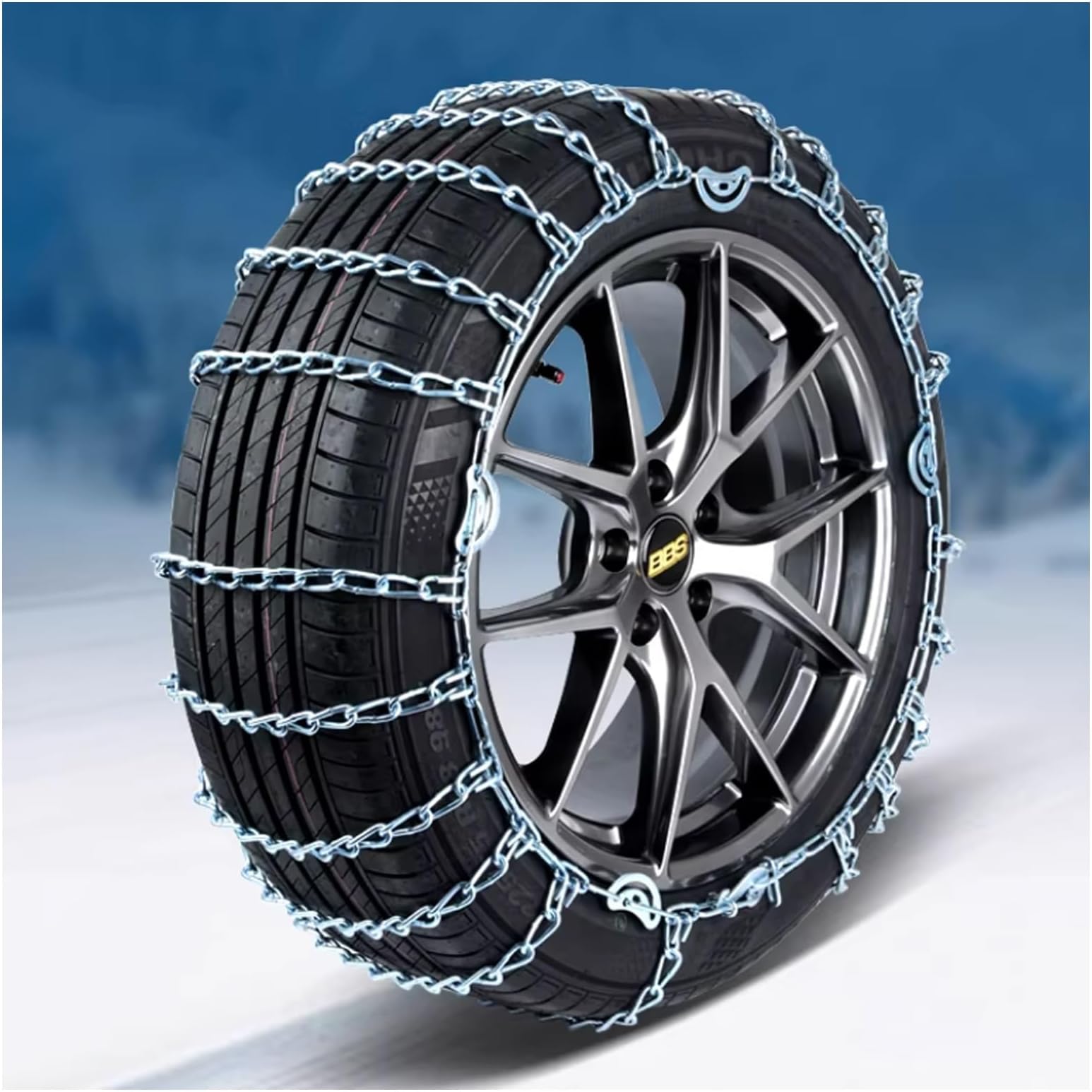 Tire Traction Chain, Snow Chains Quick Easy Installation, Adjustable Universal Emergency Anti-Skid Thickening Tire Chains, For Car Pickup Trucks SUV, Set of 2(165/80R15)