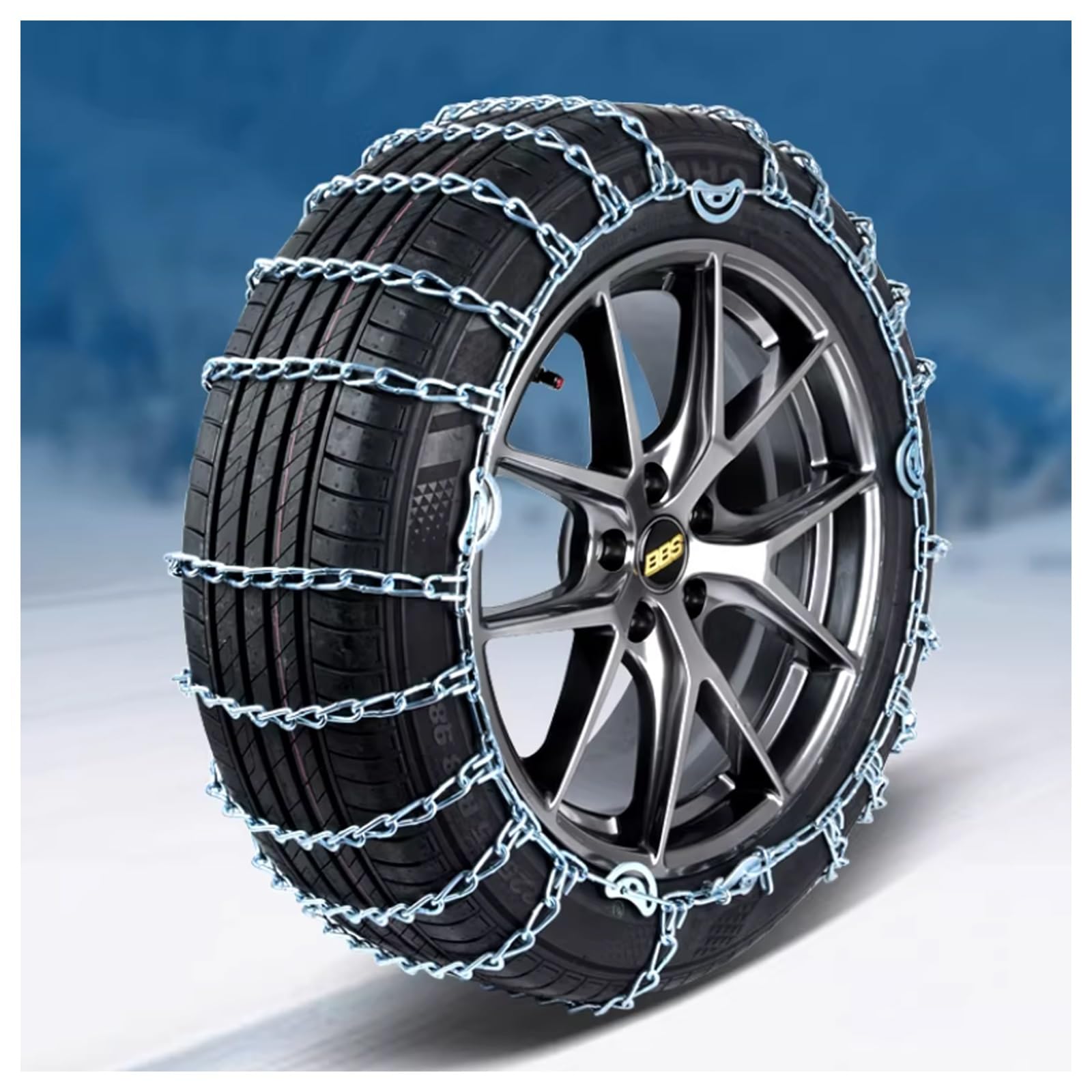 Tire Traction Chain, Snow Chains Quick Easy Installation, Adjustable Universal Emergency Anti-Skid Thickening Tire Chains, For Car Pickup Trucks SUV, Set of 2(165/80R15)