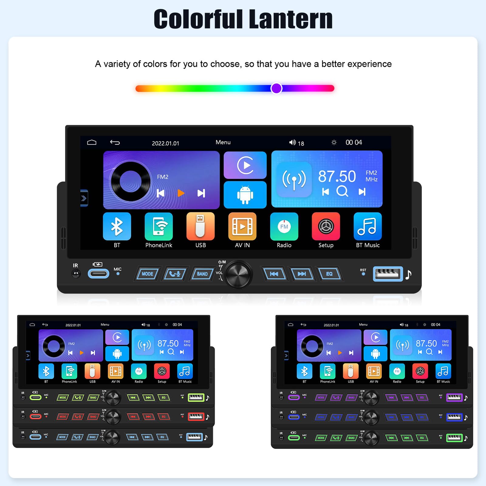 CAMECHO Autoradio 1 Din, Carplay Voiture Android Auto sans Fil, Poste Radio Bluetooth avec Écran Tactile LCD 6.86 Pouces Écran HD avec Lien Miroir Contrôle Au Volant + Connecteurs USB Type-C