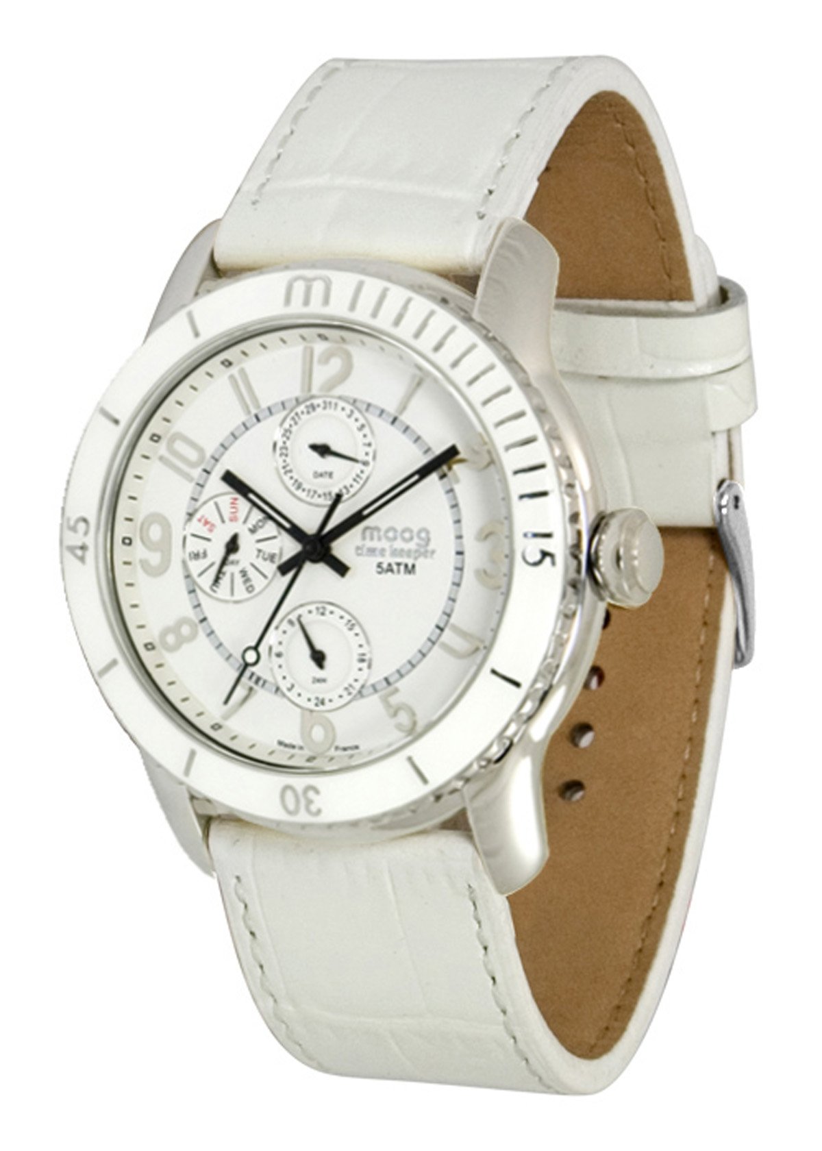 Moog Paris Time Keeper Womens Watch with White Dial, White Strap in Genuine Leather - M41732-003 (B01863I4I2) Amazon Price History, Amazon Price Tracker