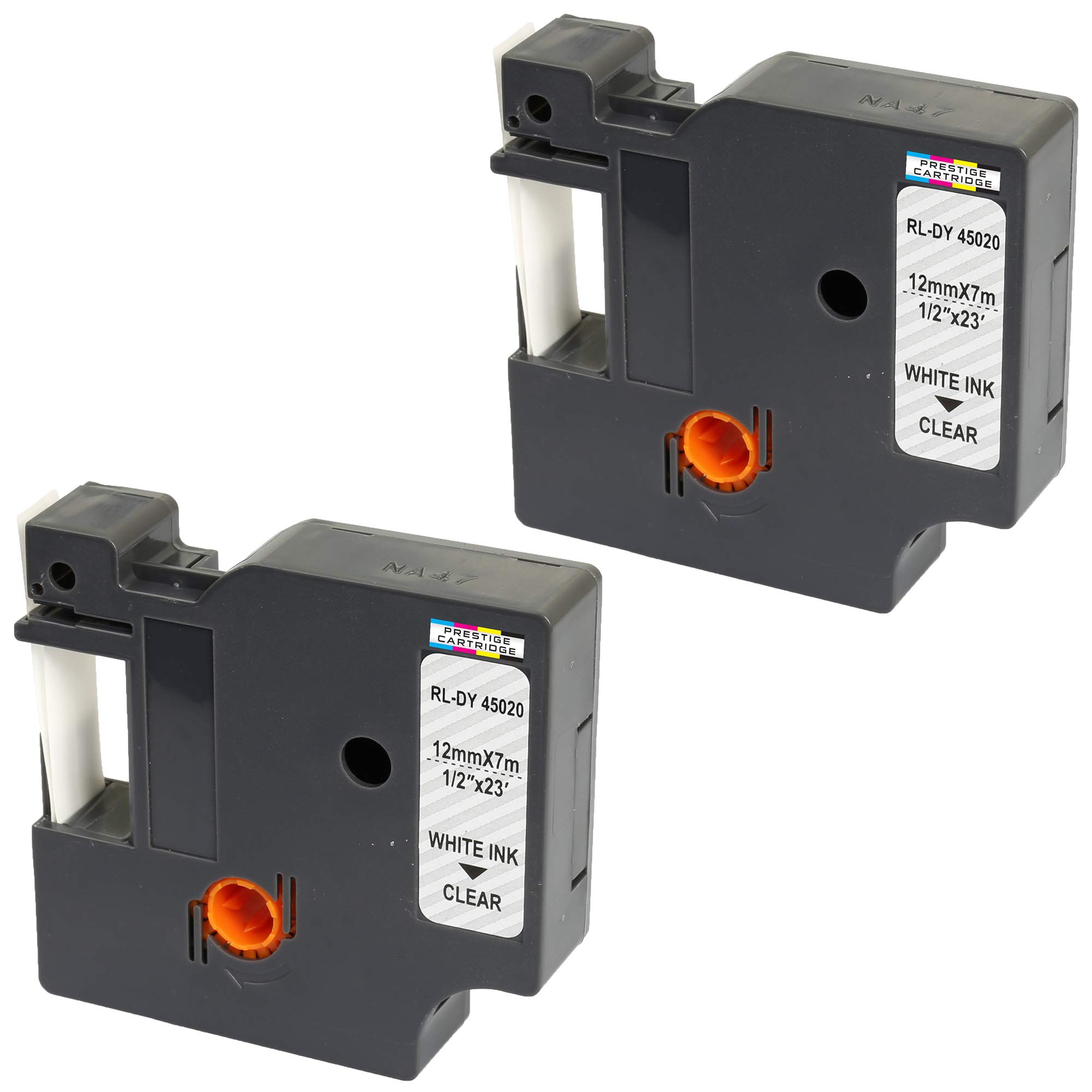 2x Nastro per Etichette compatibile per Dymo D1 45020 S0720600 Bianco su Trasparente 12mm x 7m per DYMO LabelManager 160 210D 260P 280 360D 420P 500TS PnP MobileLabeler LabelPoint LabelWriter 450 Duo