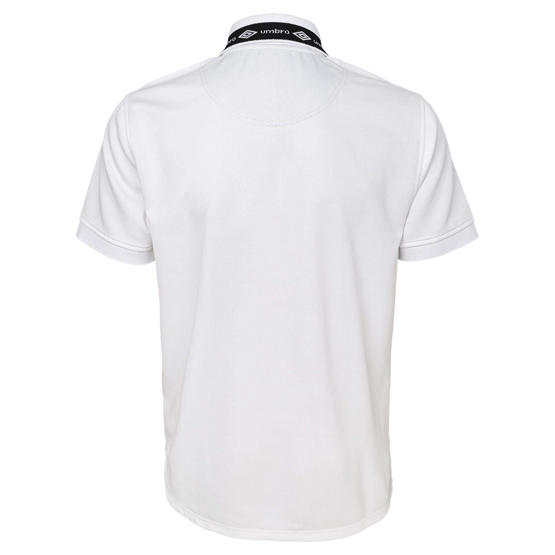 Umbro Men's Short Sleeve 2 Button Logo Polo, White/Black Large