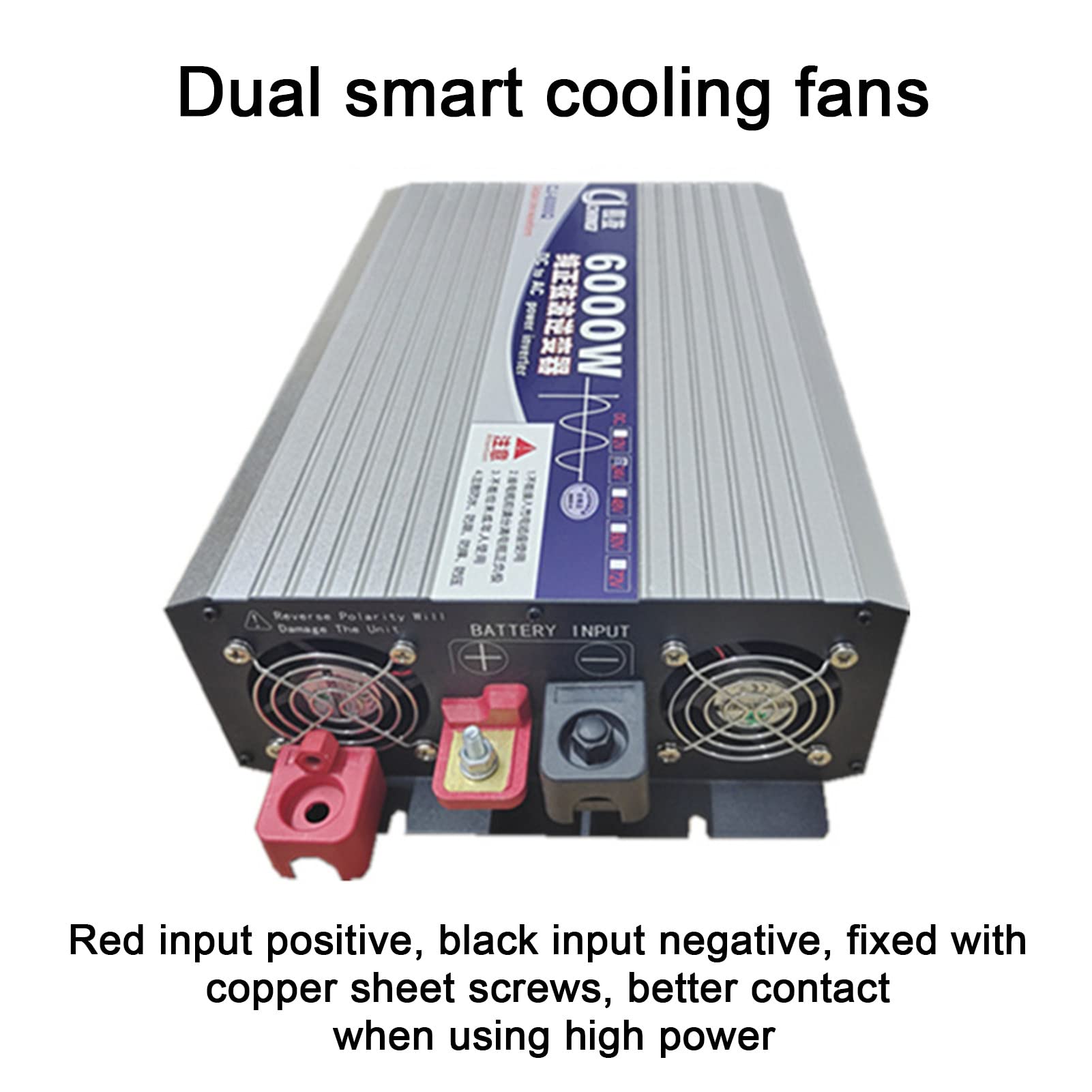 Onda Sinusoidal Pura 3500W 4000W 5000W 5500W 6000W 8000W Inversor de Coche DC 12V 24V 48V 60V 72V a AC 220V Convertidor de Voltaje de Potencia de con Pantalla Visualización Digital,8000W-60V