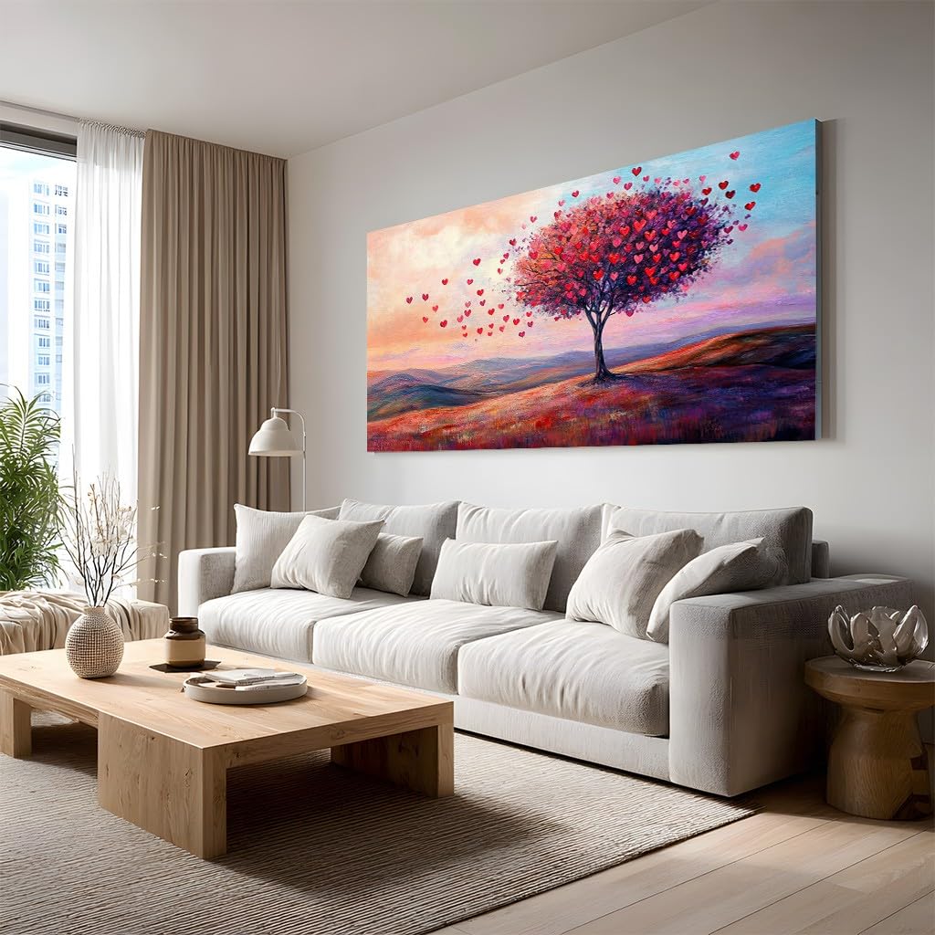 Générique Tableau sur Toile Romantique Cœur Grand Format XXL 80x160 cm