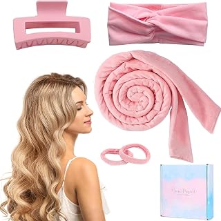 CNMTCCO Heatless Curling Headband, High Resilience Flannel Women Curlers Comfortable ＆ Soft Sleep Velvet No Heat Curls Ribbon, Adjustable Wave Hair Curls Kit for DIY Styling of Long Medium Hair