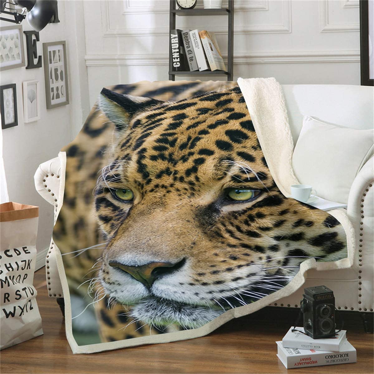 Manta de cama con estampado de jaguar en impresión 3D suave y mullida