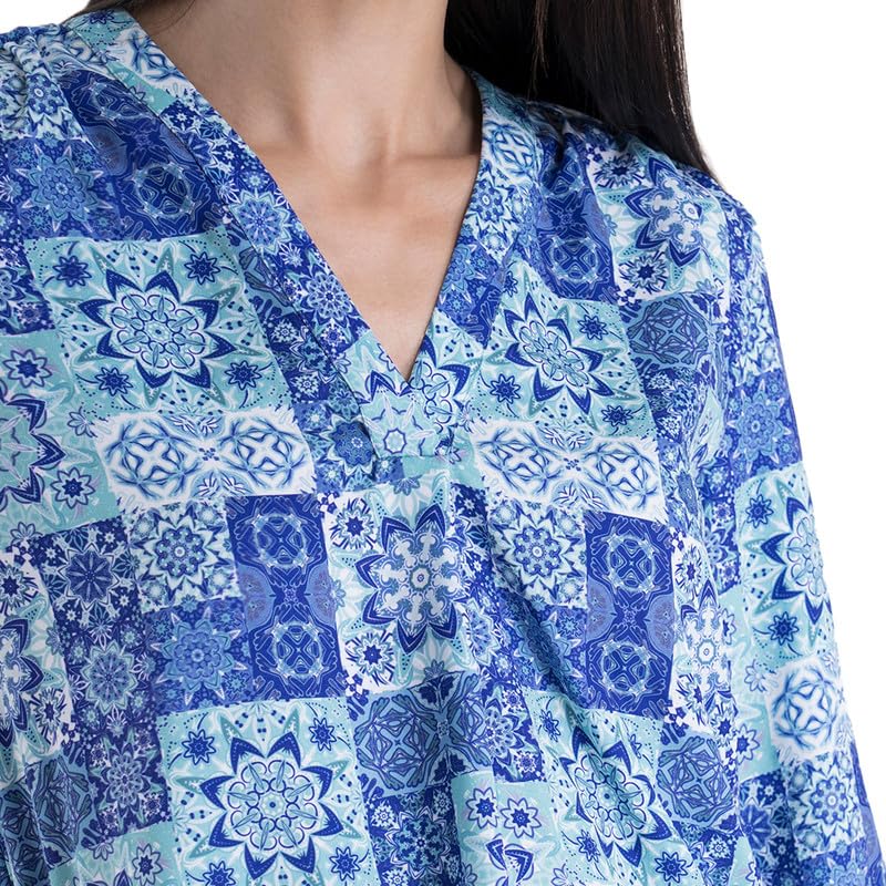 Image of FableStreet Women Formal & Casual Top | V-Neckline with Gathered Back Detail & Three-Quarter Sleeves | Premium Satin Fabric for Office Wear & Sophisticated Outings