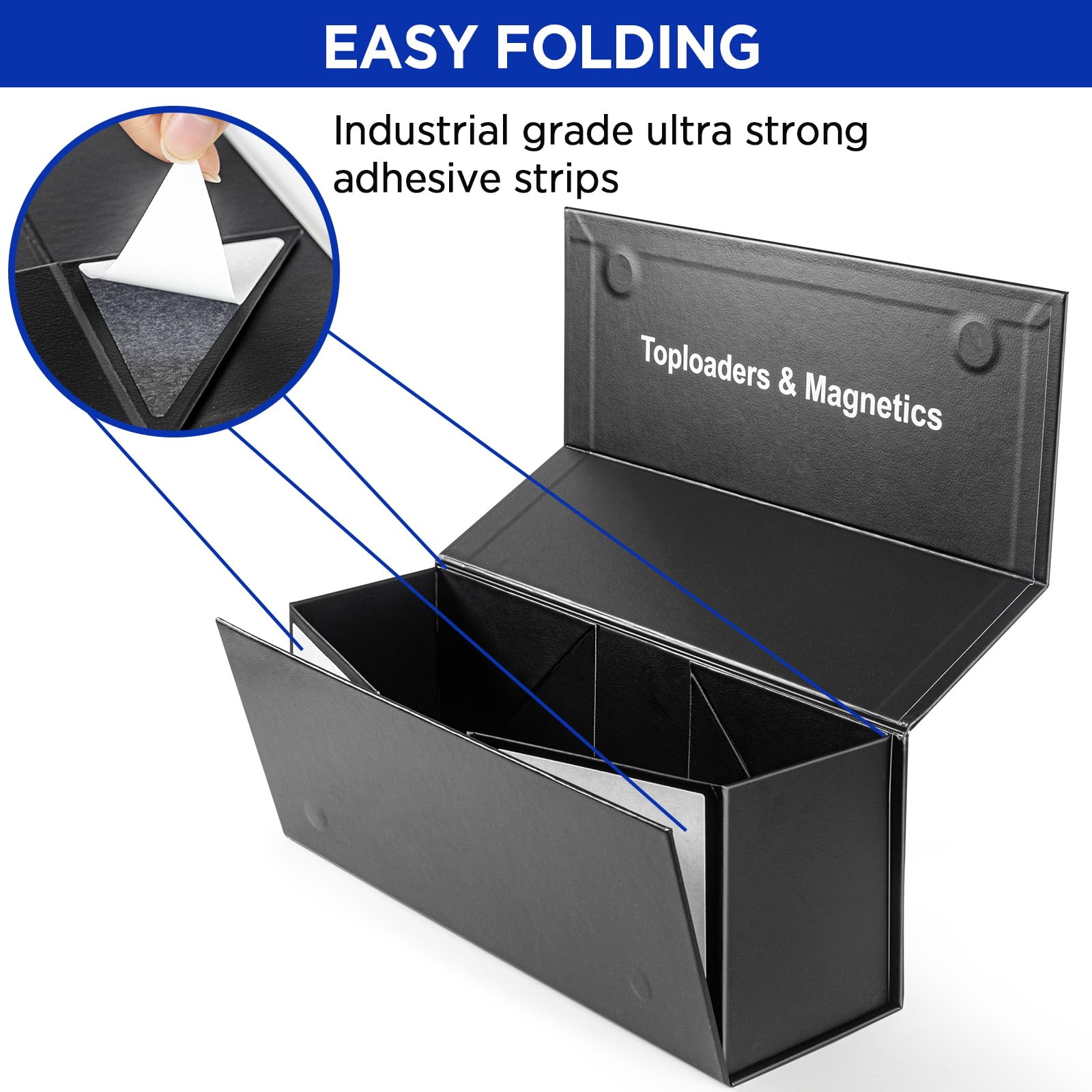 CollectHall Magnetische Sammelkarten-Box – Für Toploader, 150+ Karten, Archivierungssicher, Schwarz