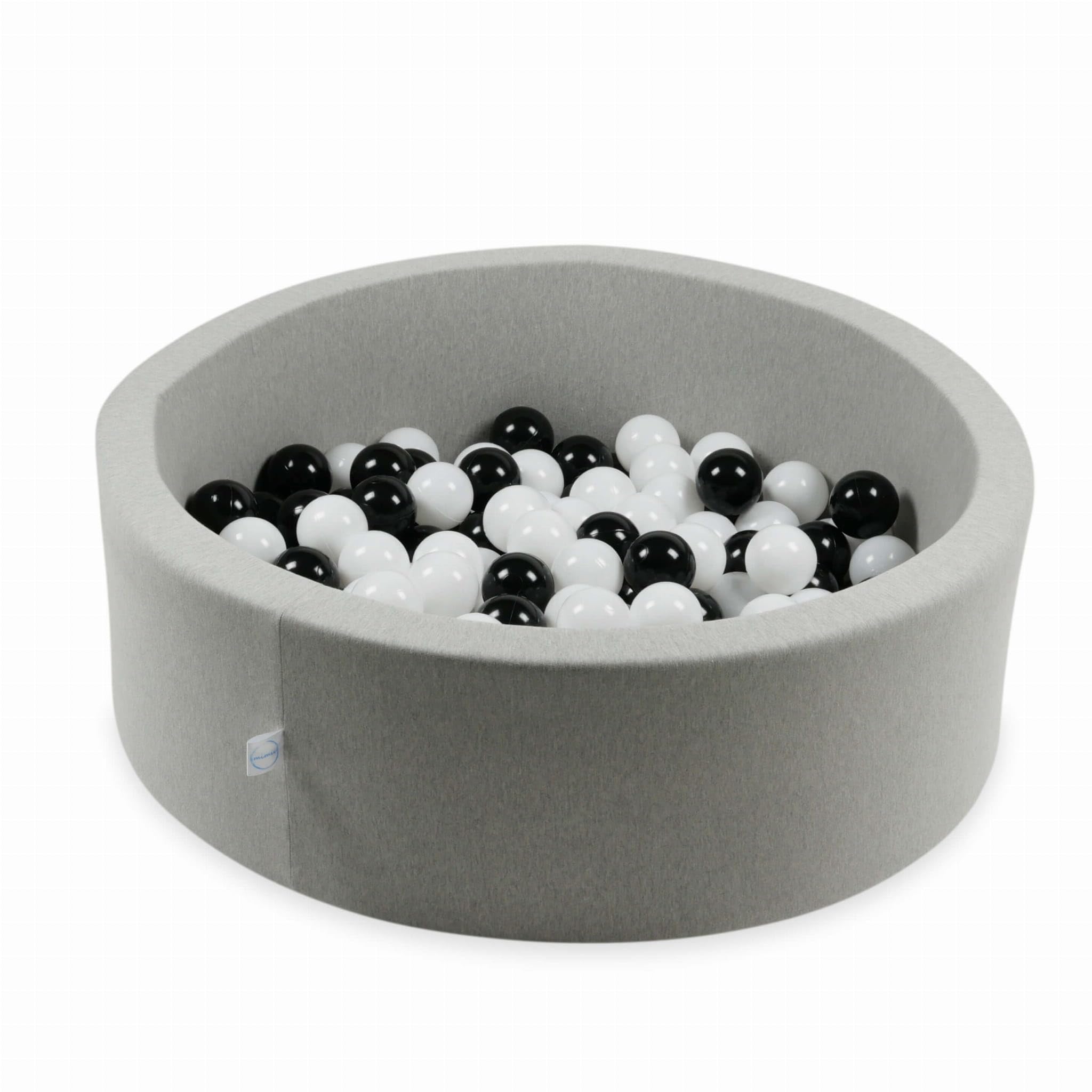 Mimii Spielbälle für Bällebad 500 Stück (weiß, schwarz) - Ø 7cm Bälle aus Kunststoff Weich für Kinder, Baby & Kleinkind - ideal für Bällepool, Badewanne & Indoor Spiel