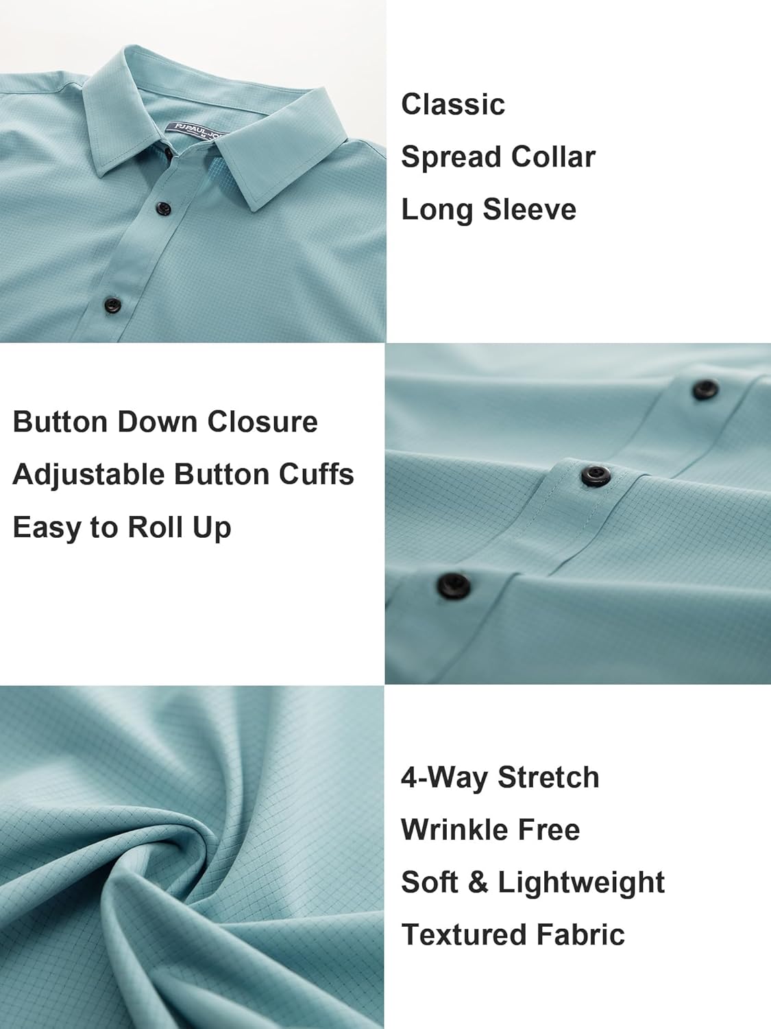 PJ PAUL JONES Mens Long Sleeve Button Down Shirts Wrinkle Free Stretch Untucked Dress Shirts Business Casual Shirt - Image 5