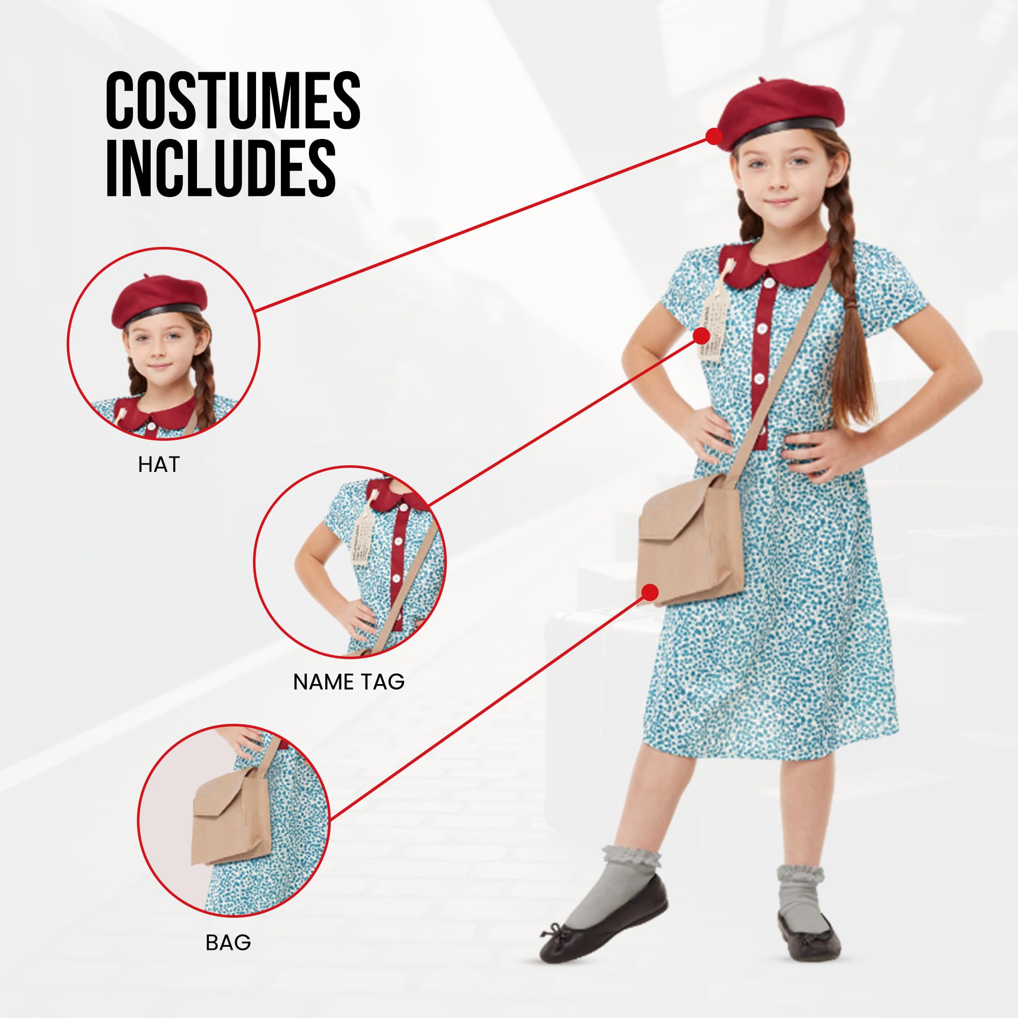 My Illusions Girls Evacuee Costume XL, Blue, 12-14 Years - Image 2